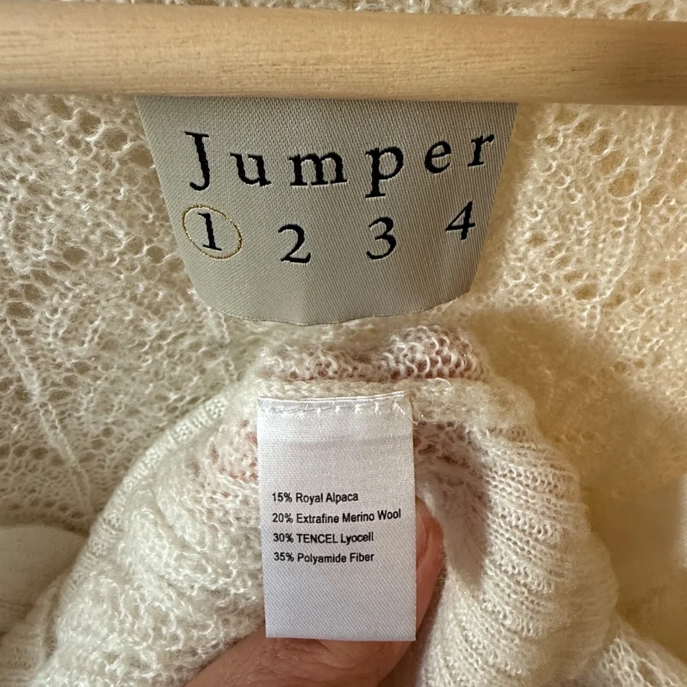 Jumper 1234 Open Knit Cardigan – Cream, Size S - Picture 5 of 6